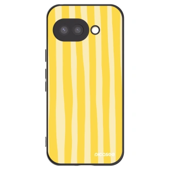 Picasee silikonowe czarne etui na Google Pixel 9a - Lines lemon