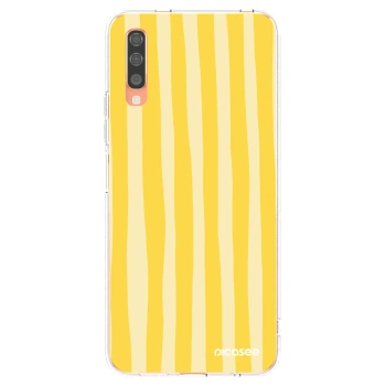 Picasee silikonowe przeźroczyste etui na Samsung Galaxy A70 A705F - Lines lemon