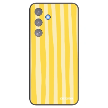 Picasee silikonowe czarne etui na Samsung Galaxy S25 FE 5G - Lines lemon