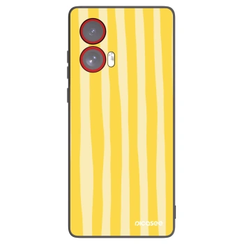 Picasee silikonowe czarne etui na Motorola Edge 50 Fusion - Lines lemon