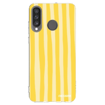 Picasee silikonowe przeźroczyste etui na Huawei P30 Lite - Lines lemon