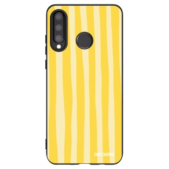Picasee silikonowe czarne etui na Huawei P30 Lite - Lines lemon