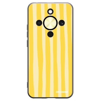Picasee silikonowe czarne etui na Honor Magic8 Lite 5G - Lines lemon
