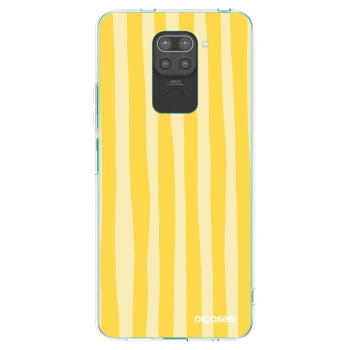 Picasee silikonowe czarne etui na Xiaomi Redmi Note 9 - Lines lemon