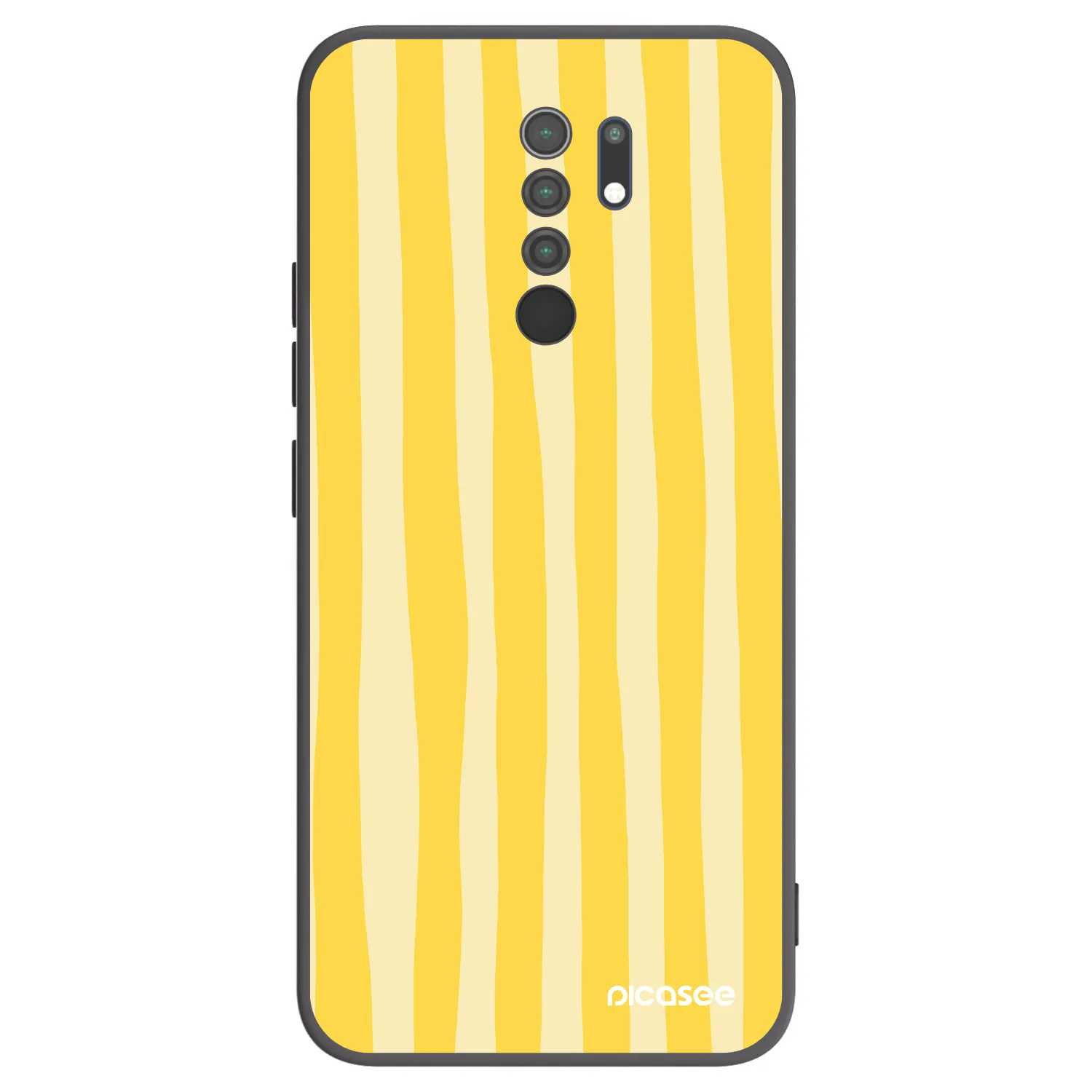 Picasee silikonowe czarne etui na Xiaomi Redmi 9 - Lines lemon