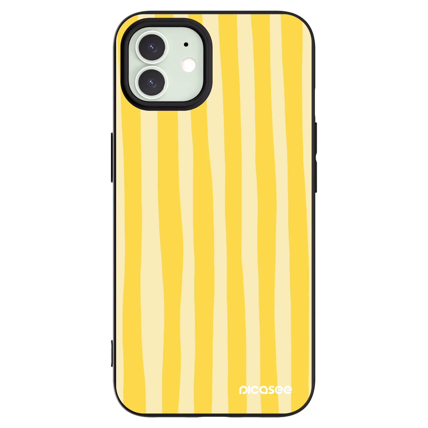 Picasee silikonowe czarne etui na Apple iPhone 12 - Lines lemon
