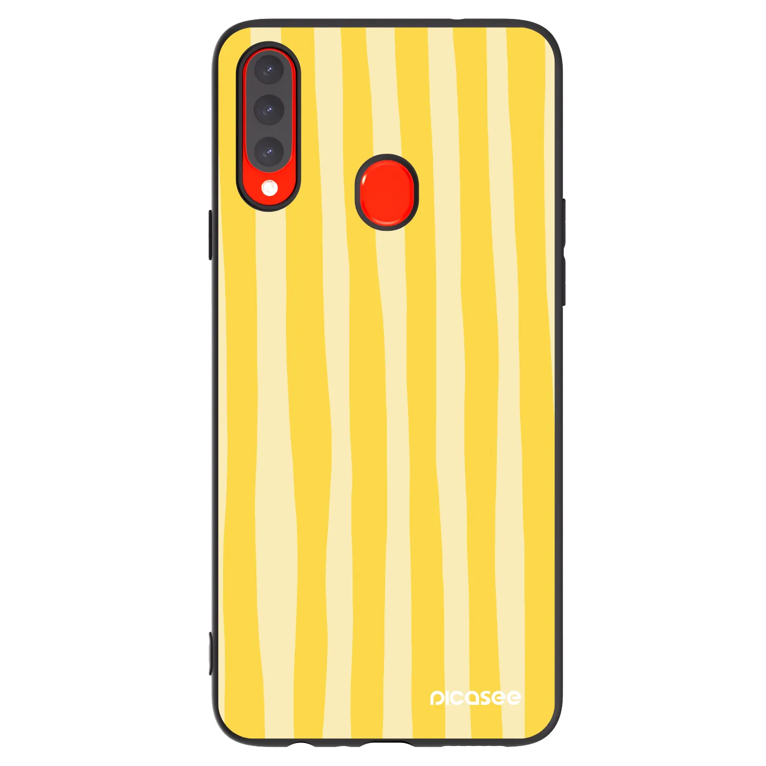 Picasee silikonowe czarne etui na Samsung Galaxy A20s - Lines lemon