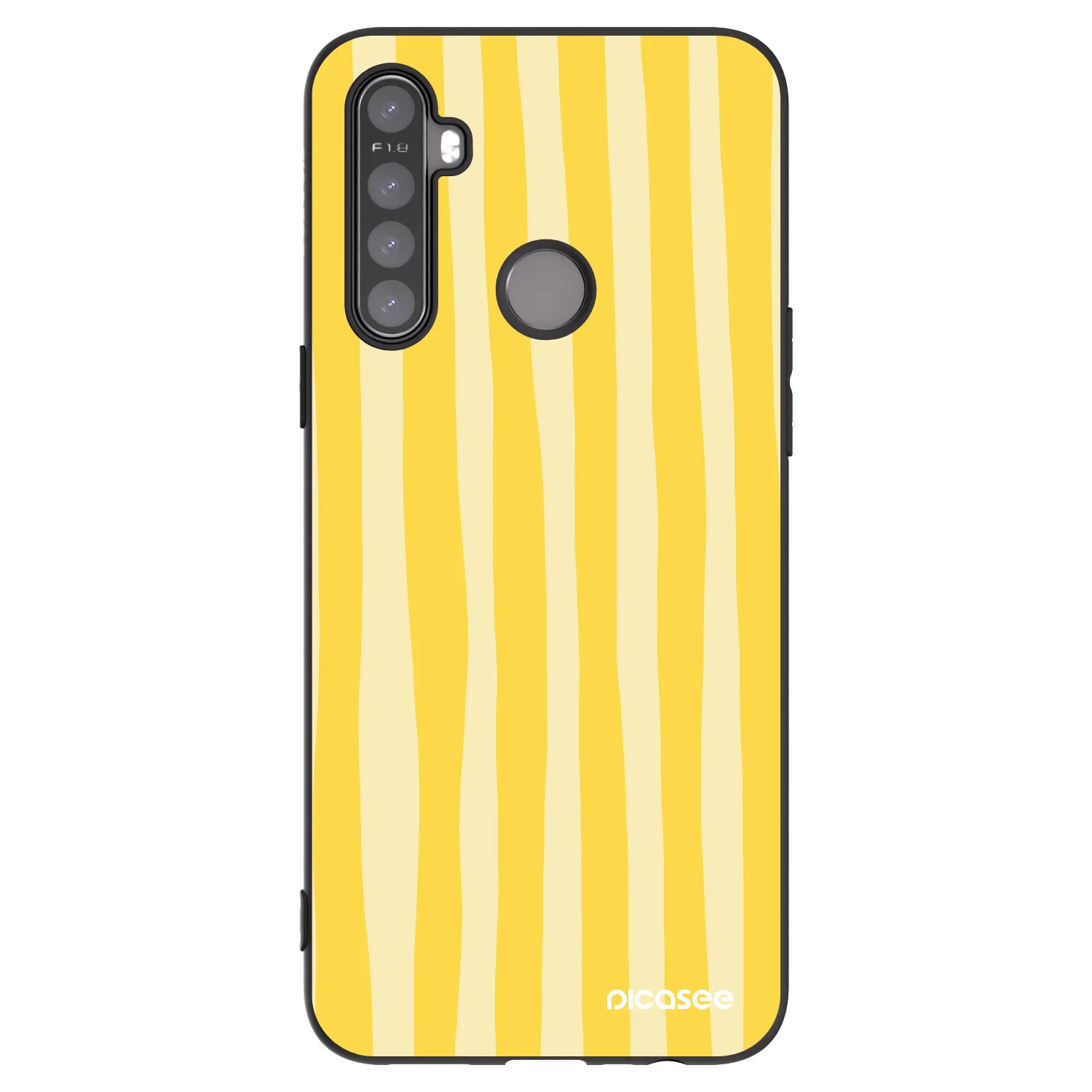 Picasee silikonowe czarne etui na Realme 5 - Lines lemon
