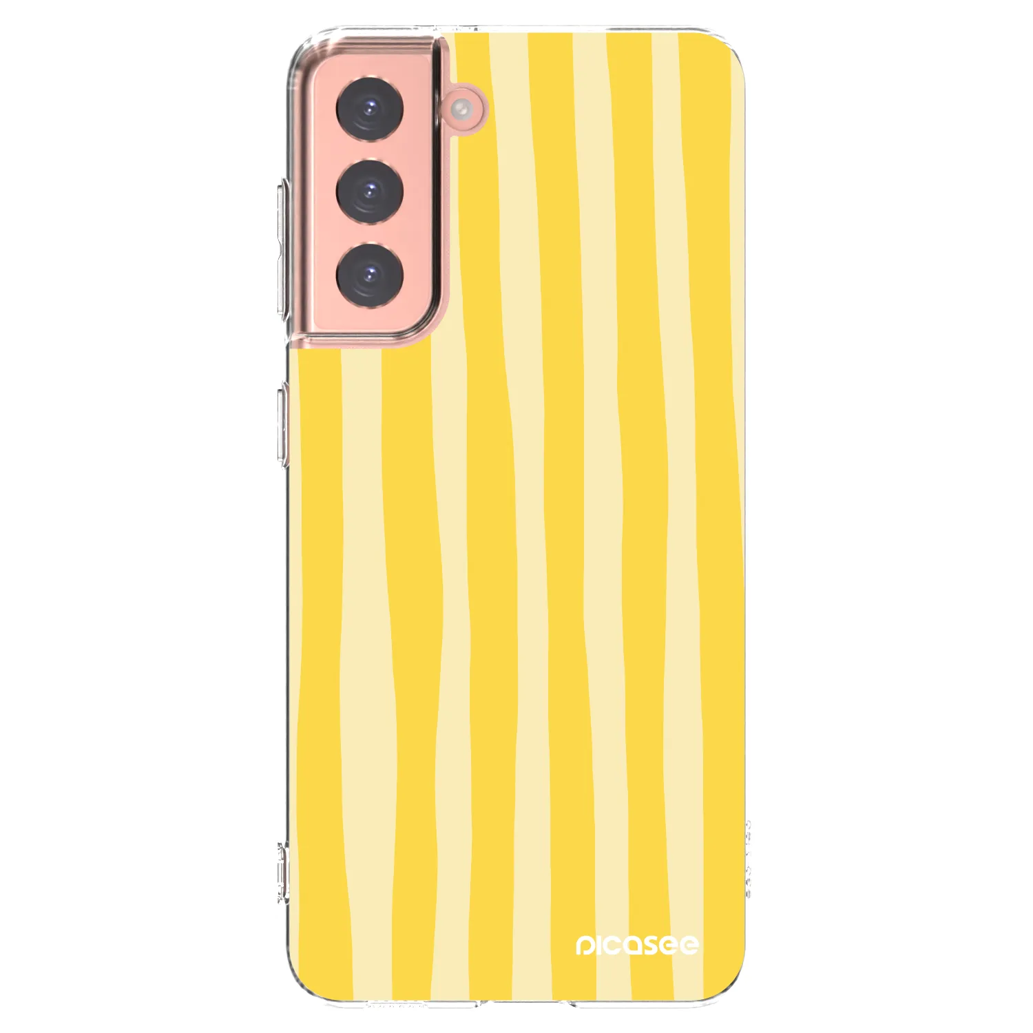 Picasee silikonowe przeźroczyste etui na Samsung Galaxy S21 5G G991B - Lines lemon