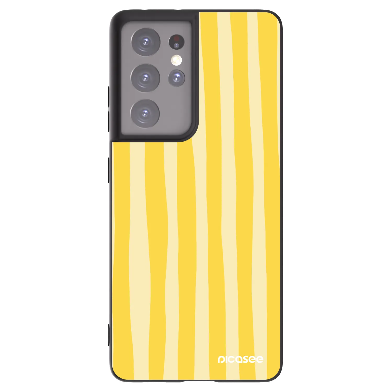 Picasee silikonowe czarne etui na Samsung Galaxy S21 Ultra 5G G998B - Lines lemon