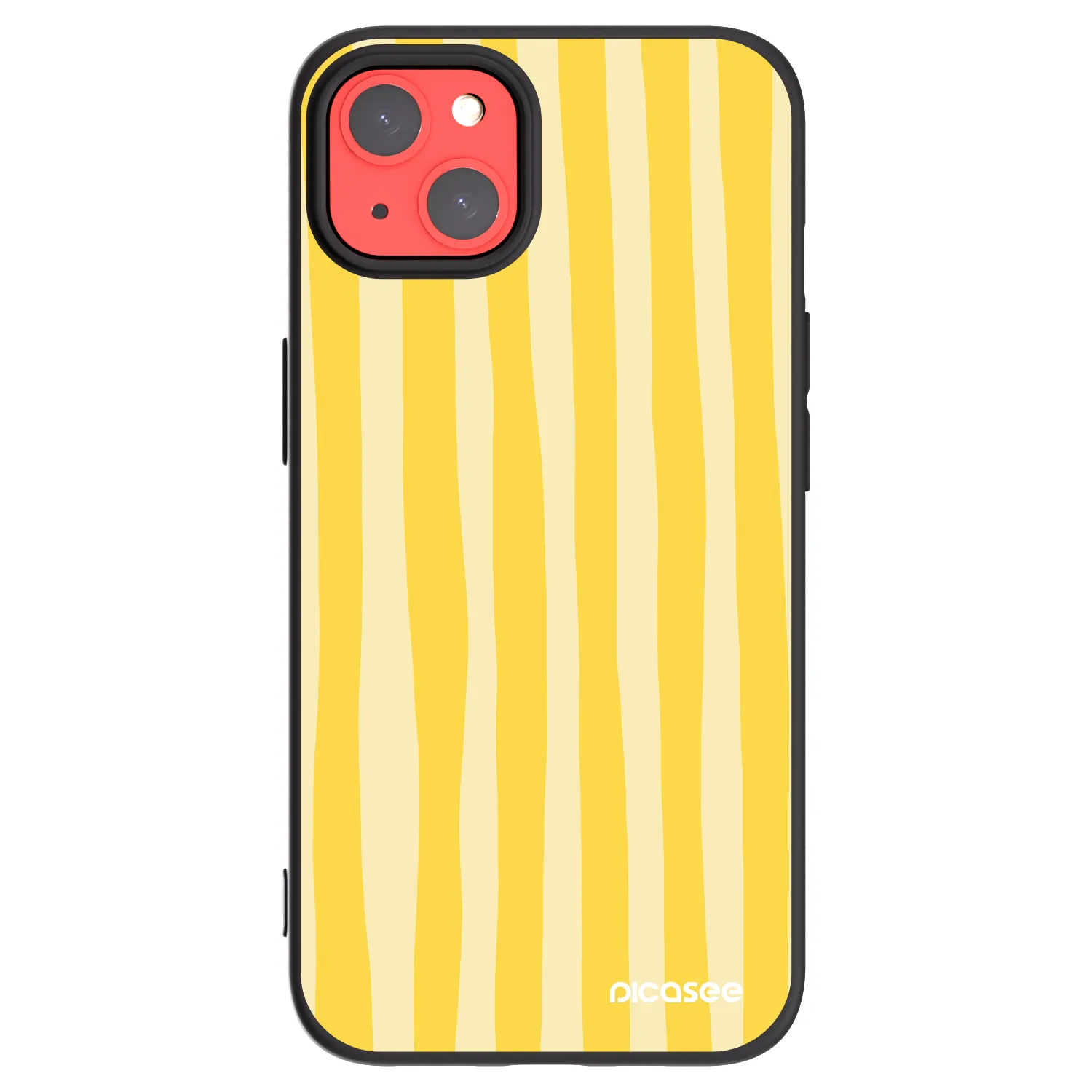 Picasee silikonowe czarne etui na Apple iPhone 13 - Lines lemon