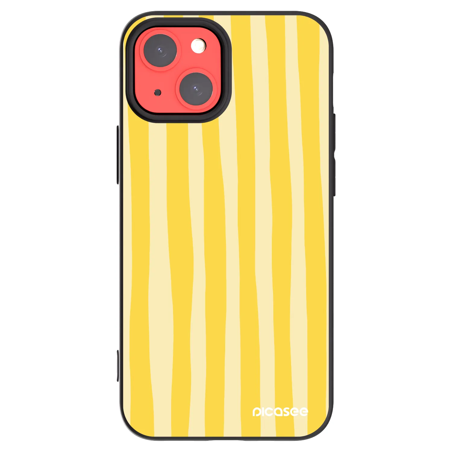 Picasee silikonowe czarne etui na Apple iPhone 13 mini - Lines lemon