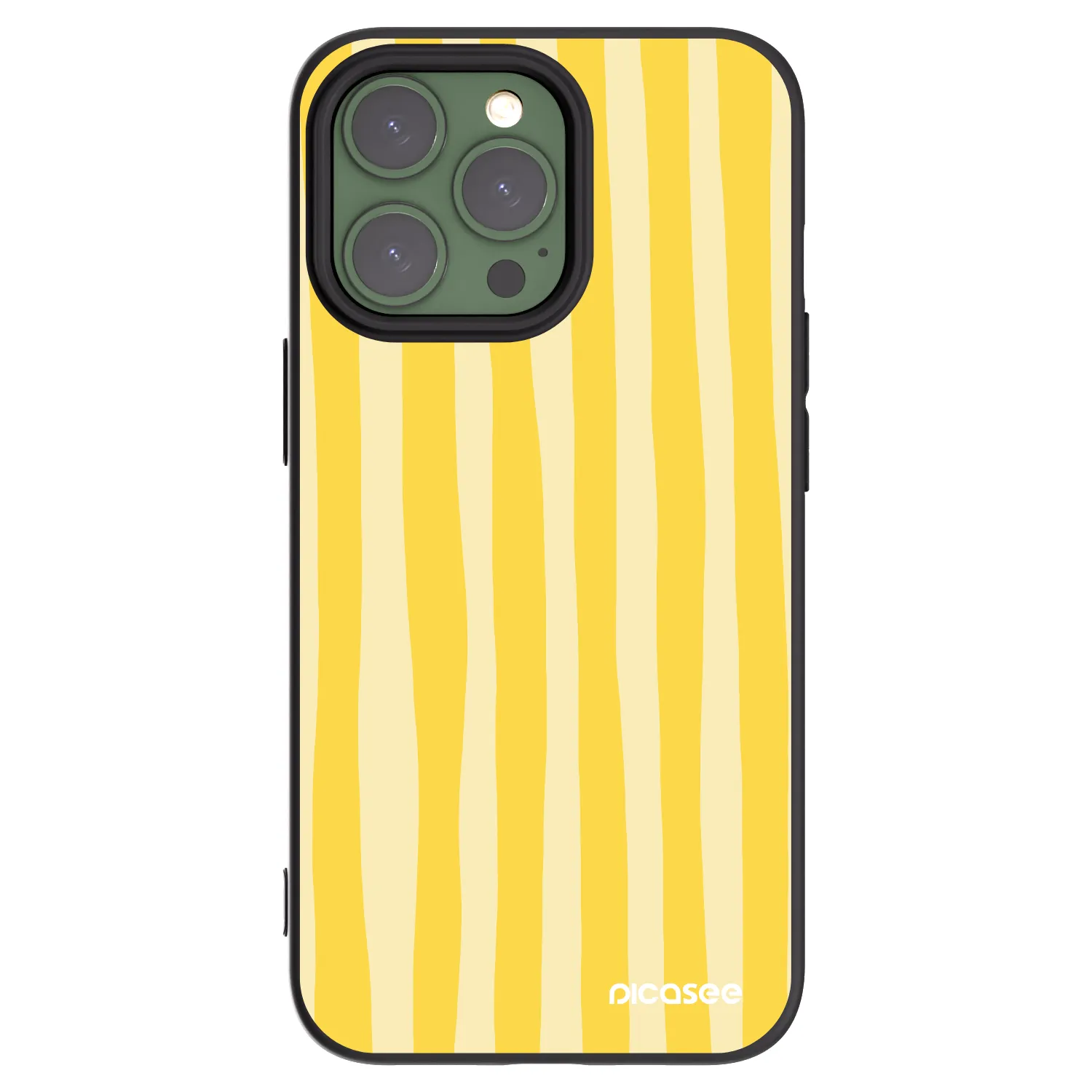 Picasee silikonowe czarne etui na Apple iPhone 13 Pro - Lines lemon