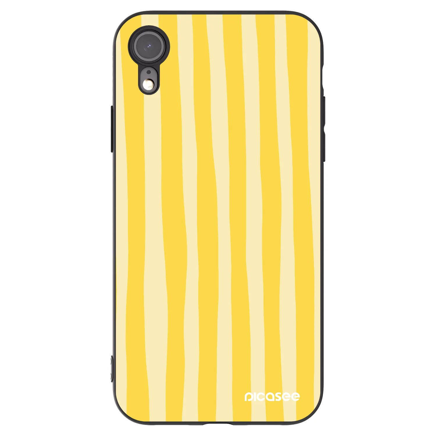 Picasee silikonowe czarne etui na Apple iPhone XR - Lines lemon