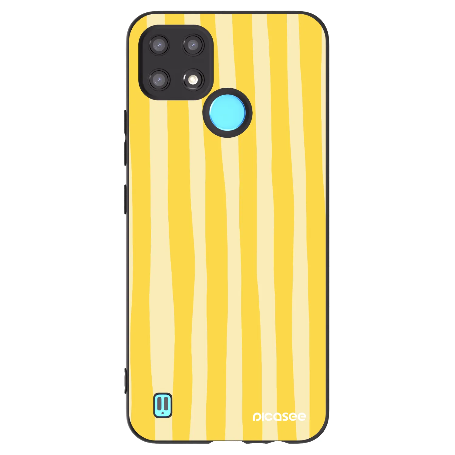 Picasee silikonowe czarne etui na Realme C21 - Lines lemon