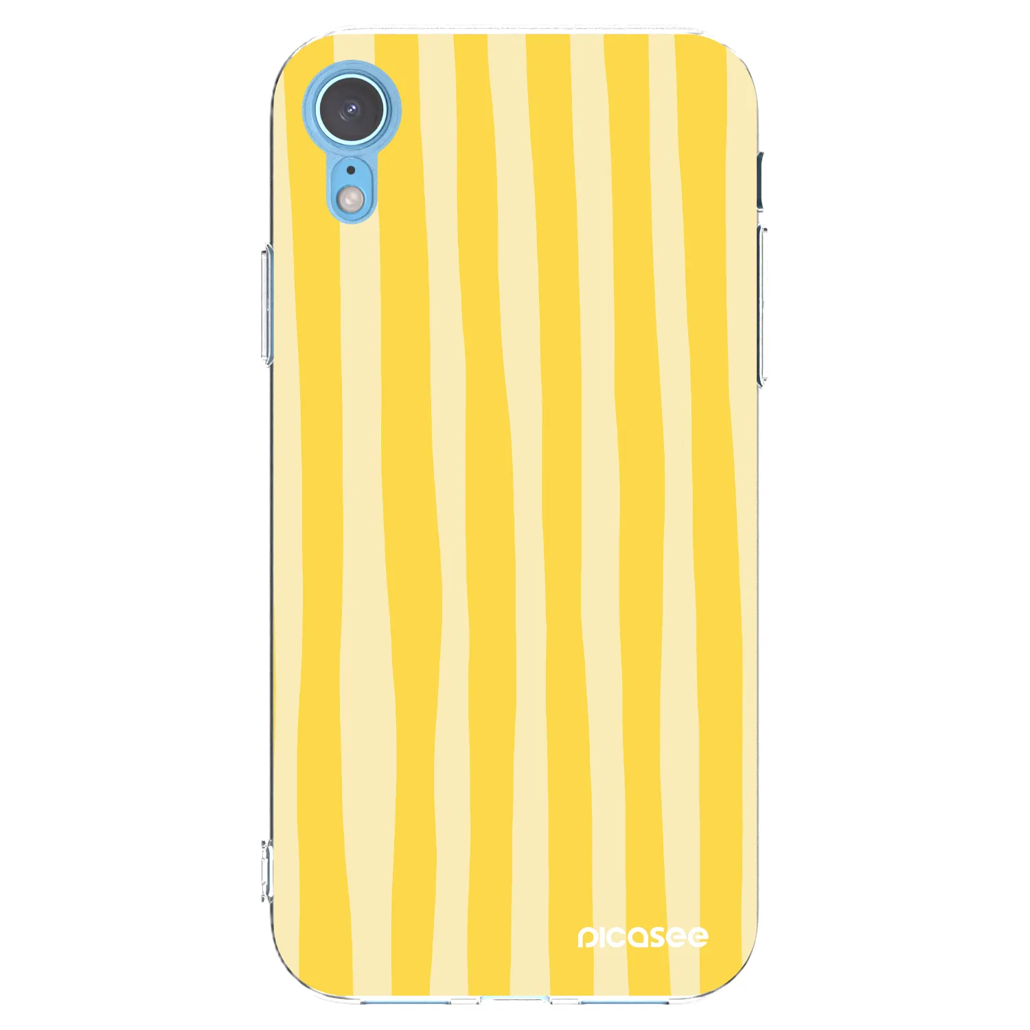 Picasee silikonowe przeźroczyste etui na Apple iPhone XR - Lines lemon
