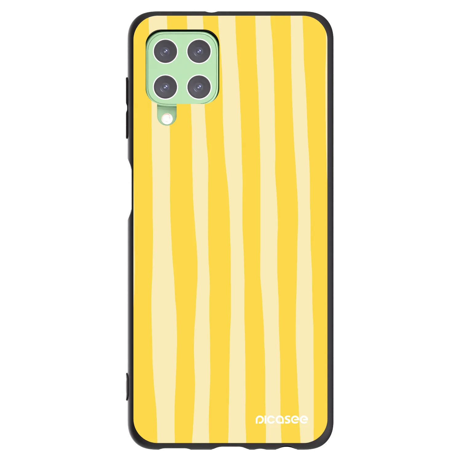 Picasee silikonowe czarne etui na Samsung Galaxy A22 A225F 4G - Lines lemon
