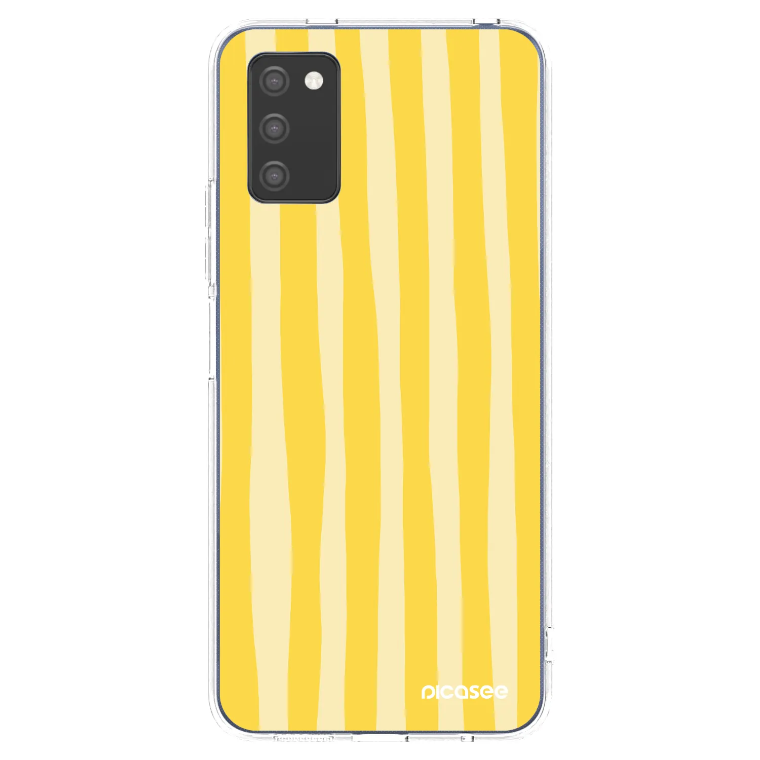 Picasee silikonowe przeźroczyste etui na Samsung Galaxy A03s A037G - Lines lemon