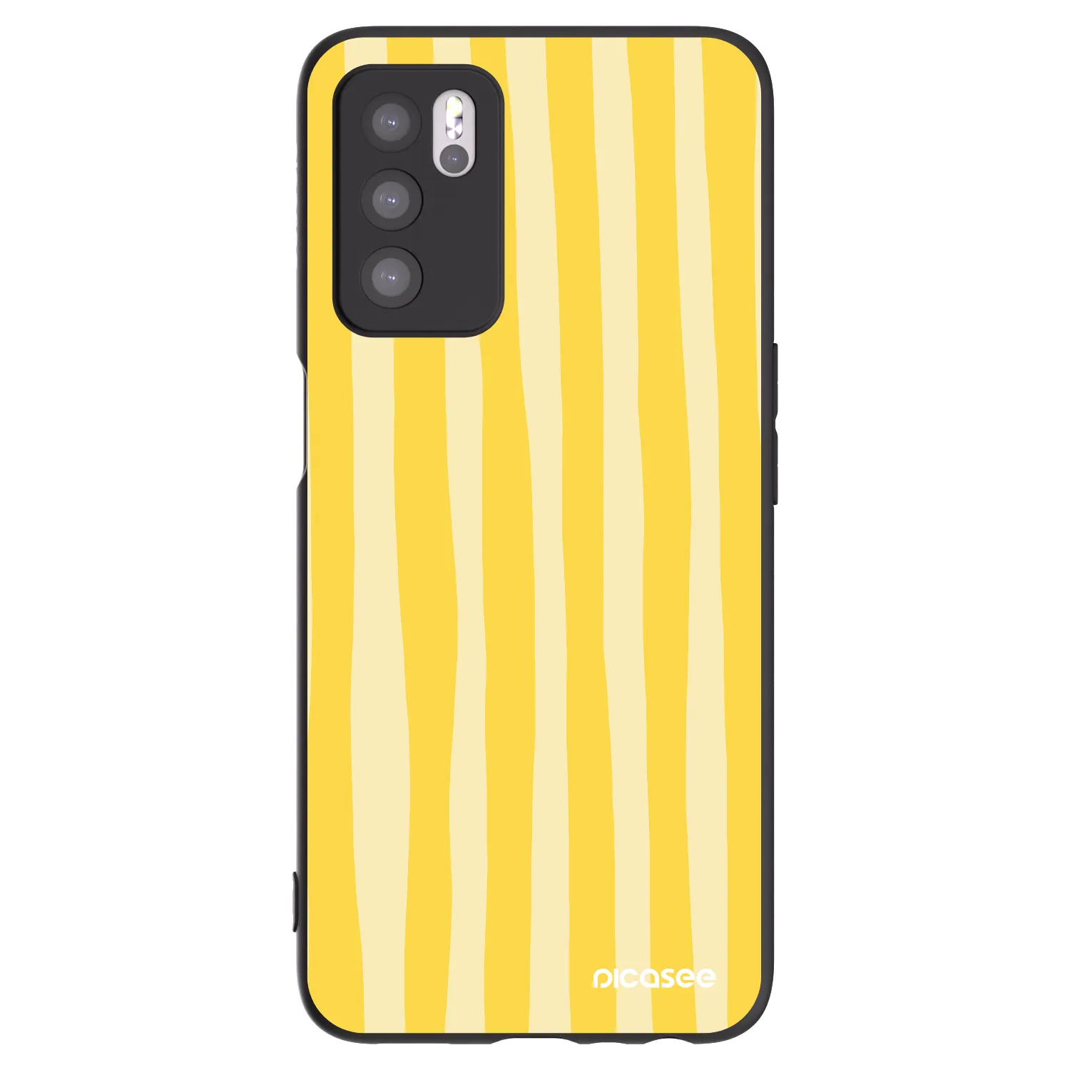 Picasee silikonowe czarne etui na OPPO A16s - Lines lemon