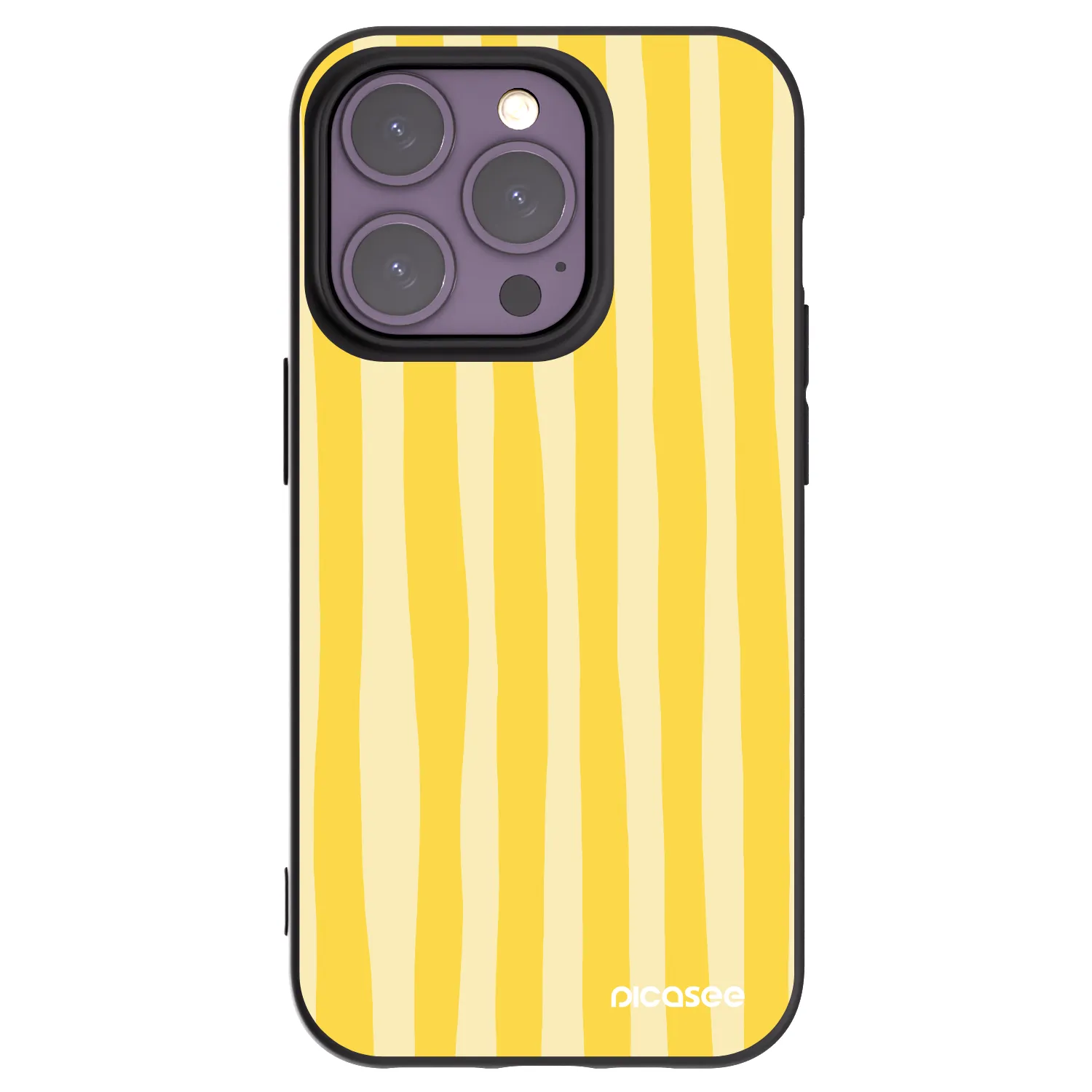Picasee silikonowe czarne etui na Apple iPhone 14 Pro - Lines lemon