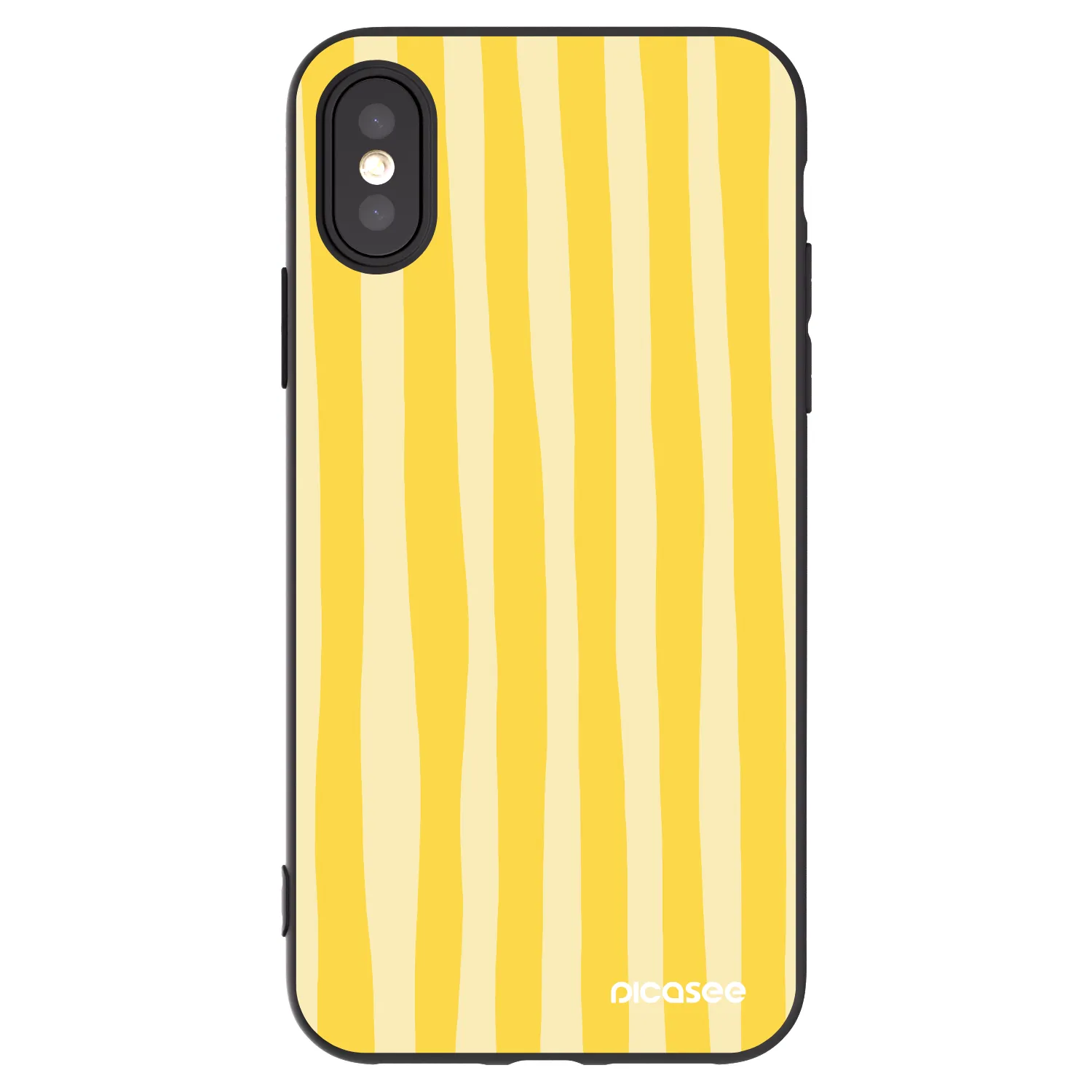 Picasee silikonowe czarne etui na Apple iPhone X/XS - Lines lemon