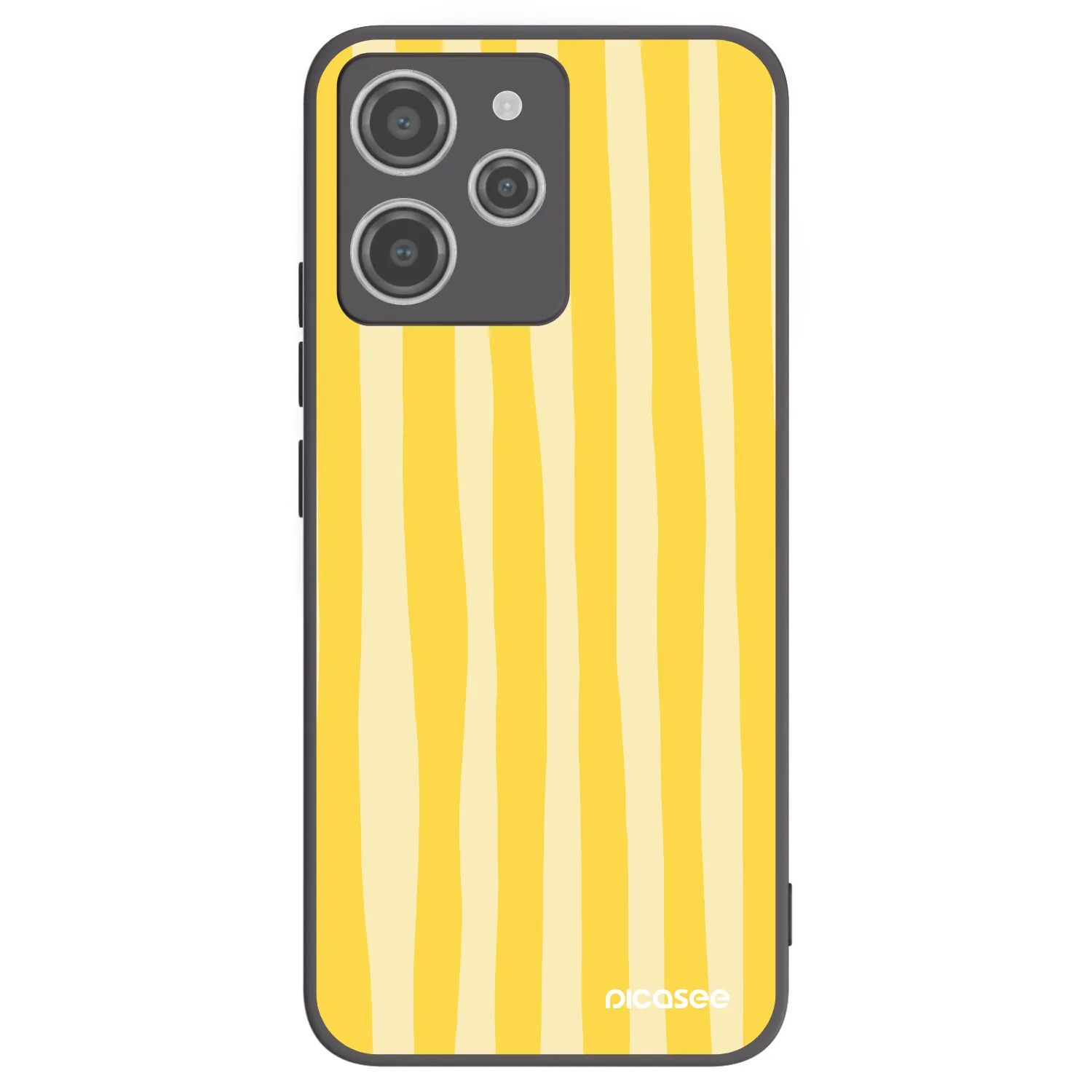 Picasee silikonowe czarne etui na Xiaomi Redmi 12 4G - Lines lemon