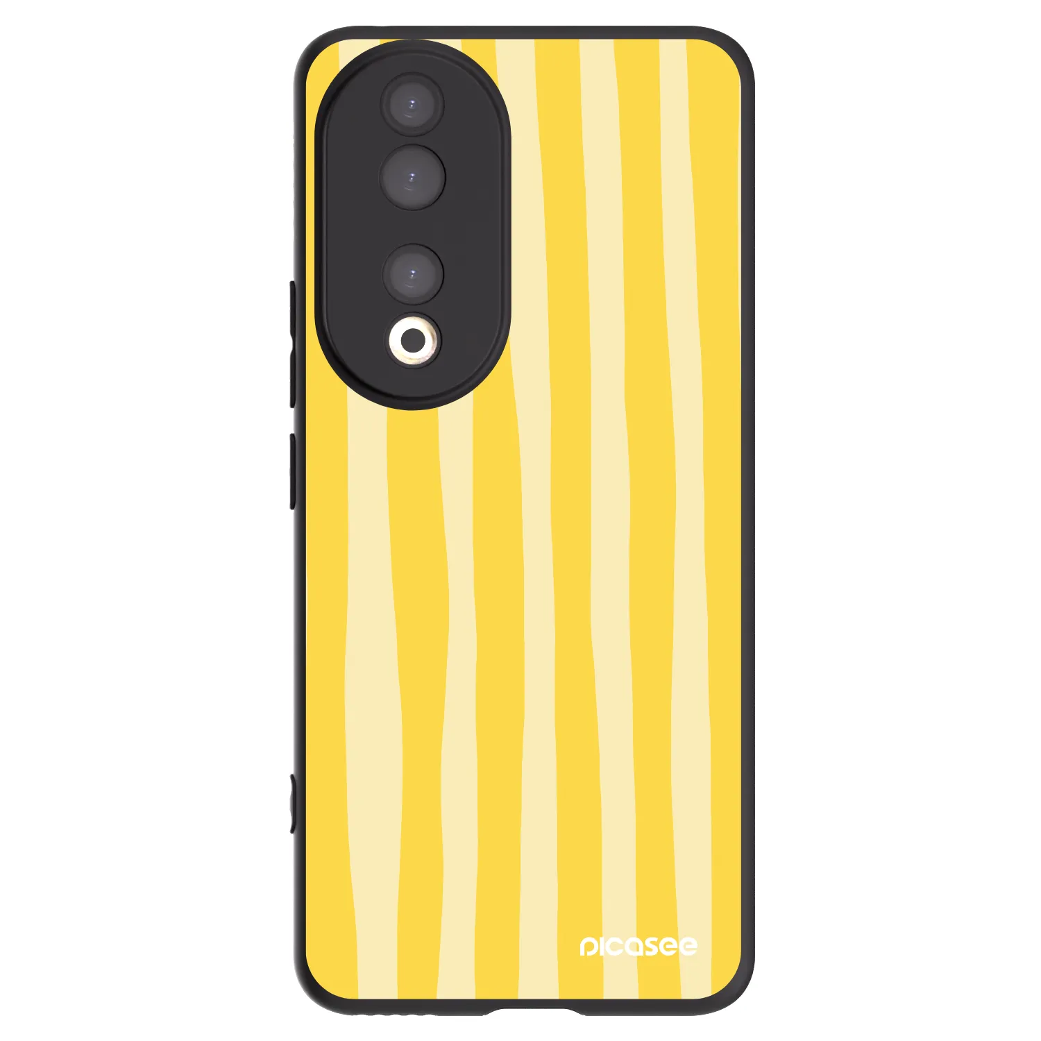 Picasee silikonowe czarne etui na Honor 90 5G - Lines lemon