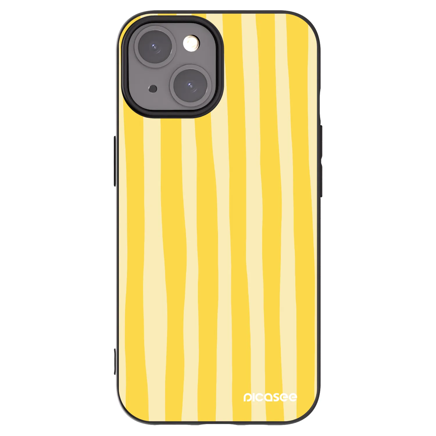 Picasee silikonowe czarne etui na Apple iPhone 15 - Lines lemon