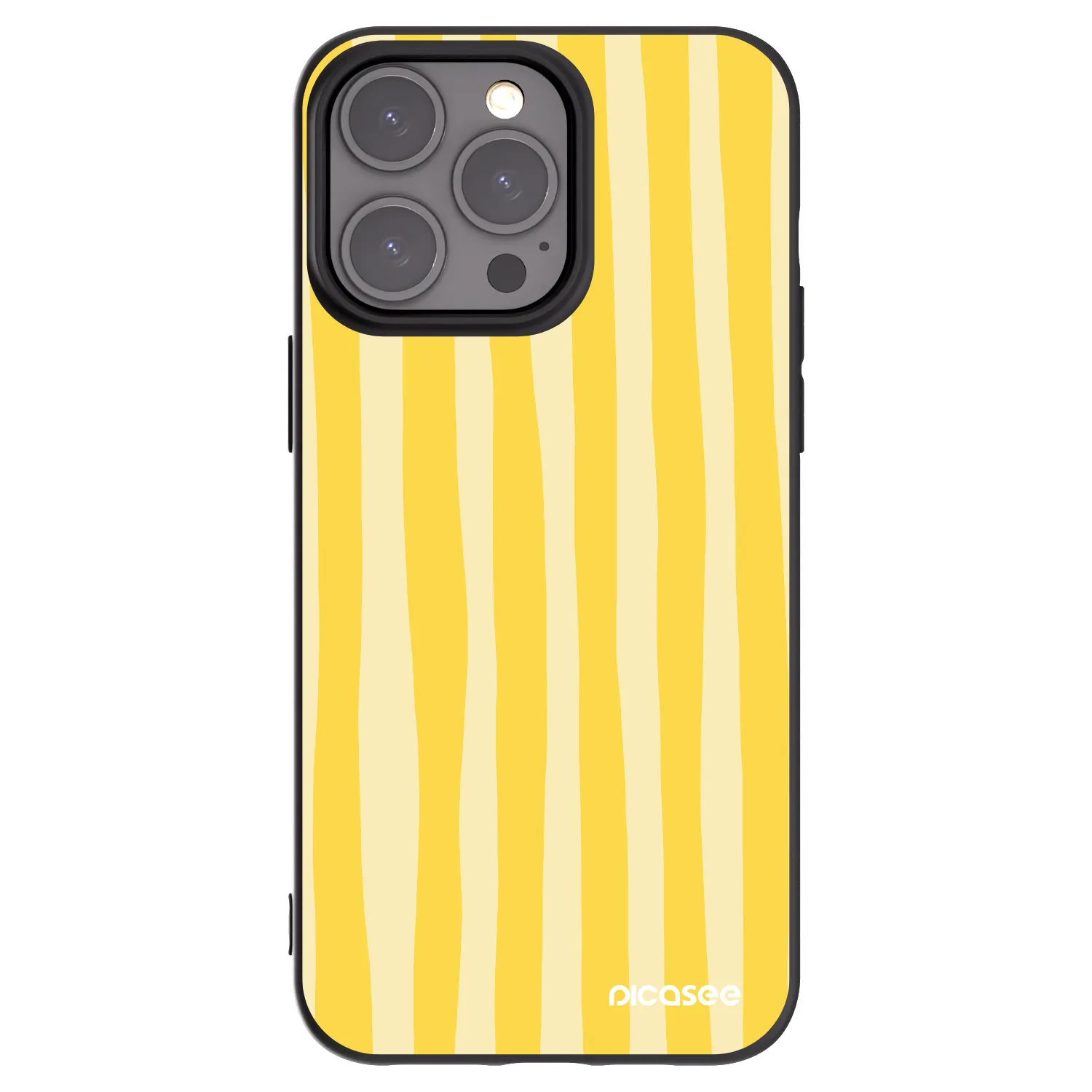 Picasee silikonowe czarne etui na Apple iPhone 15 Pro Max - Lines lemon