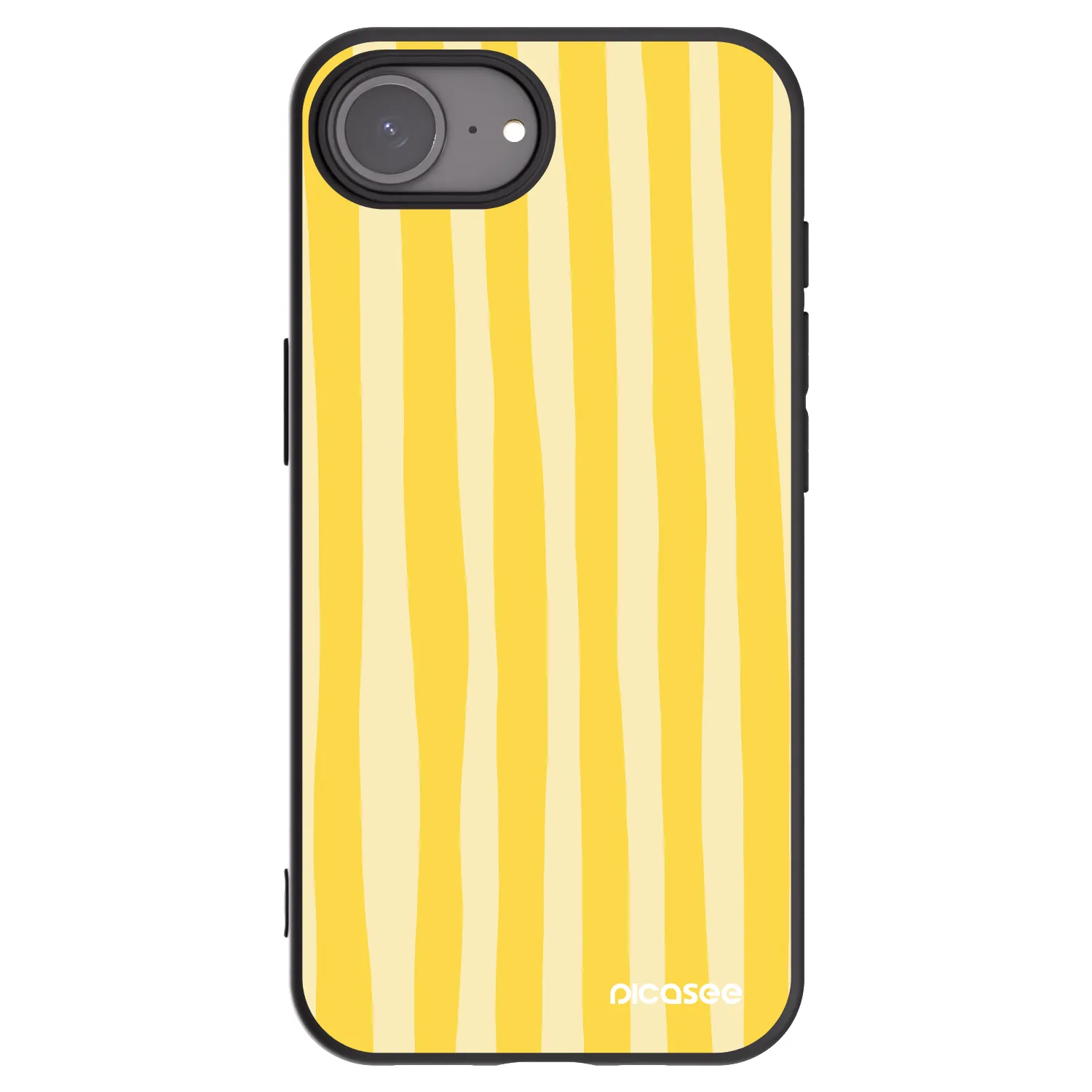 Picasee silikonowe czarne etui na Apple iPhone 16e - Lines lemon