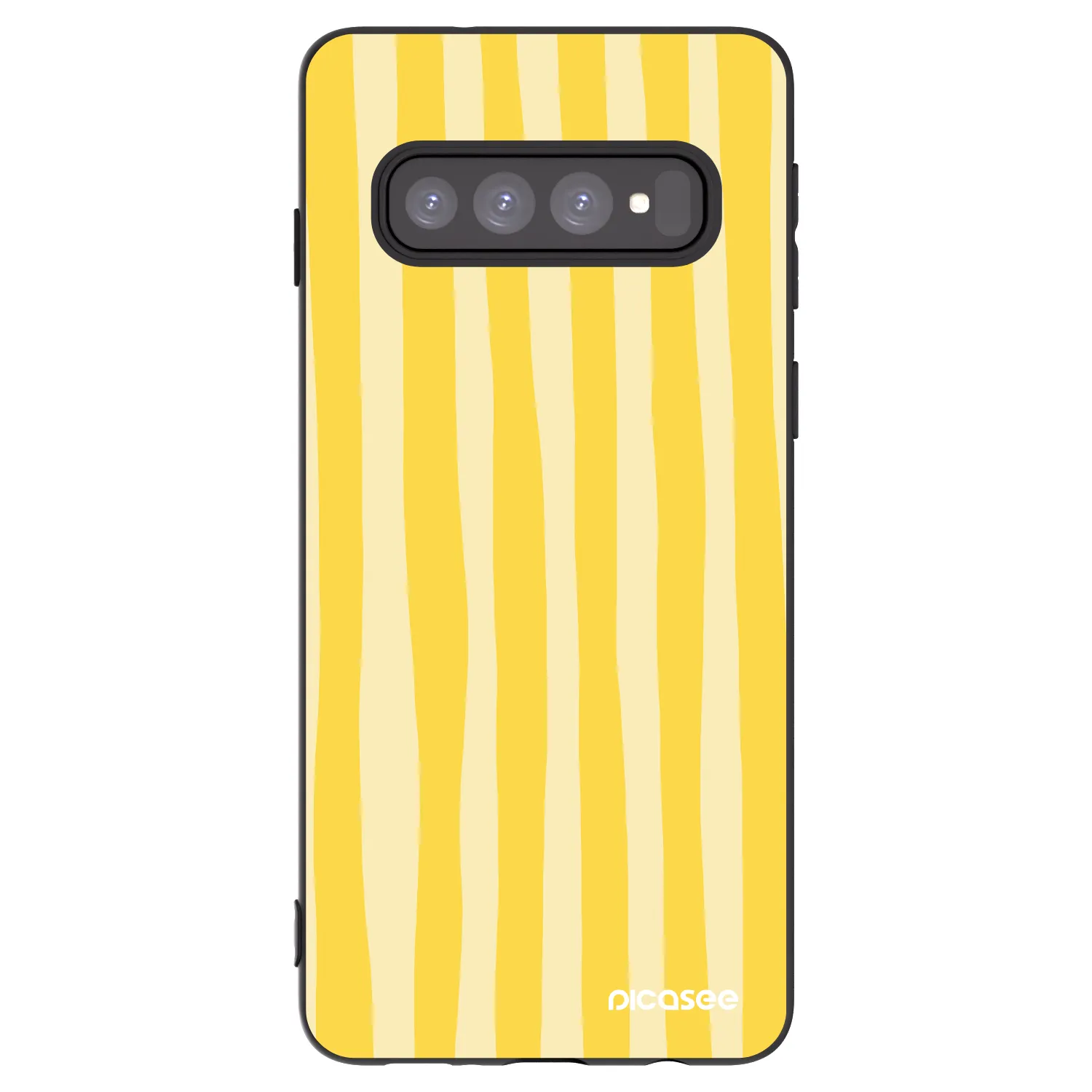 Picasee silikonowe czarne etui na Samsung Galaxy S10 G973 - Lines lemon