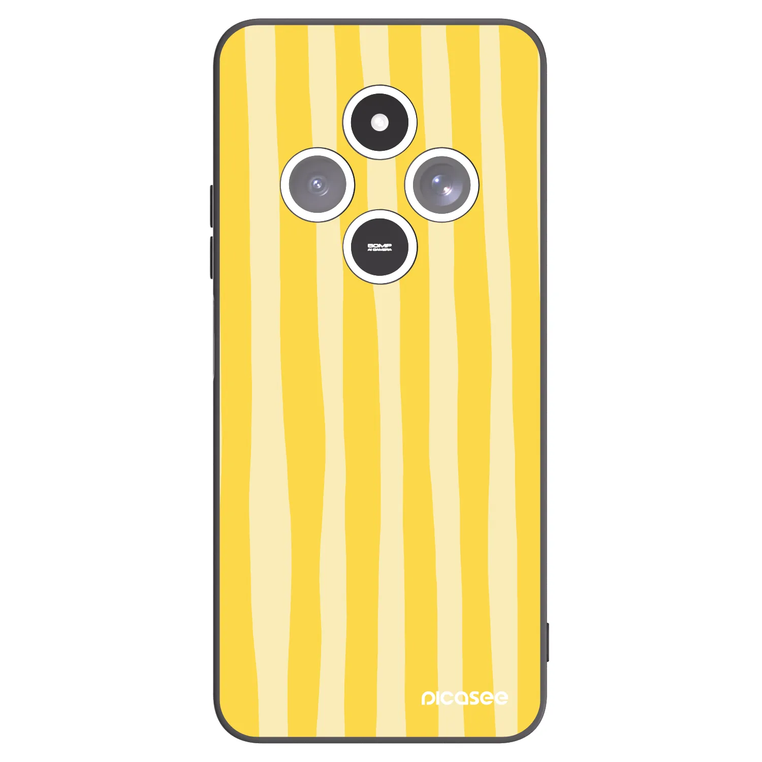 Picasee silikonowe czarne etui na Xiaomi Redmi 14C - Lines lemon