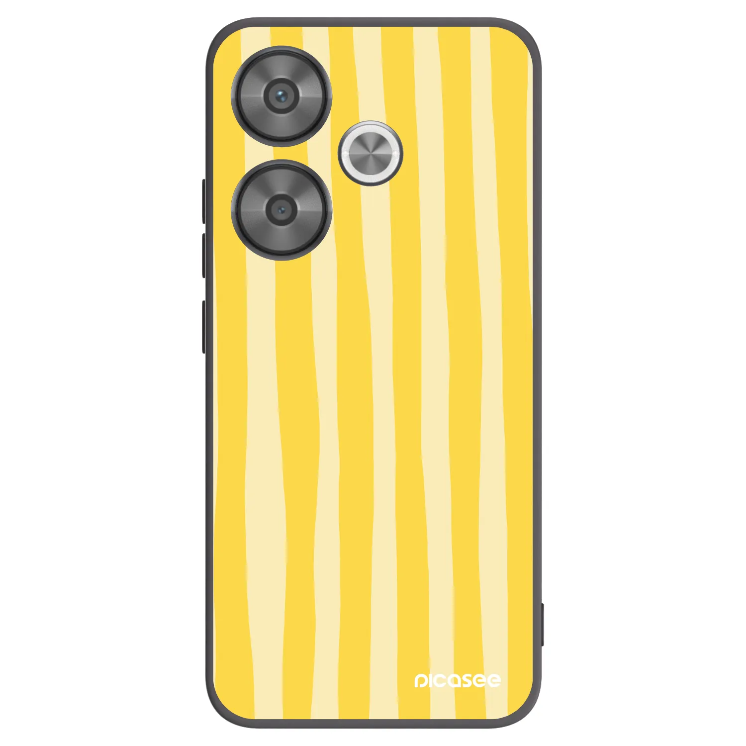Picasee silikonowe czarne etui na Xiaomi Poco F6 - Lines lemon