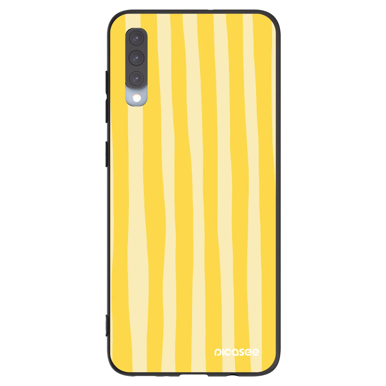 Picasee silikonowe czarne etui na Samsung Galaxy A70 A705F - Lines lemon