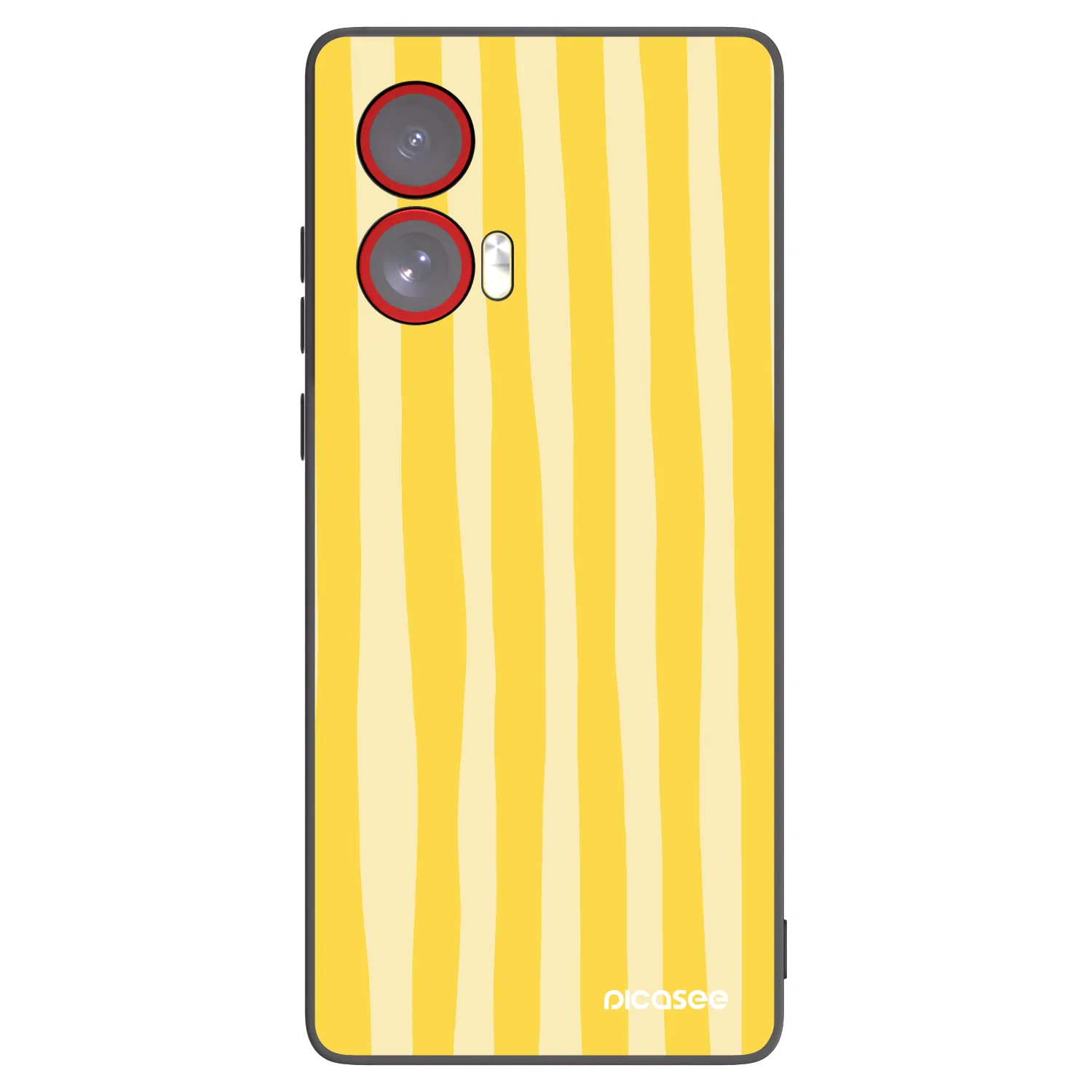 Picasee silikonowe czarne etui na Motorola Edge 50 Fusion - Lines lemon