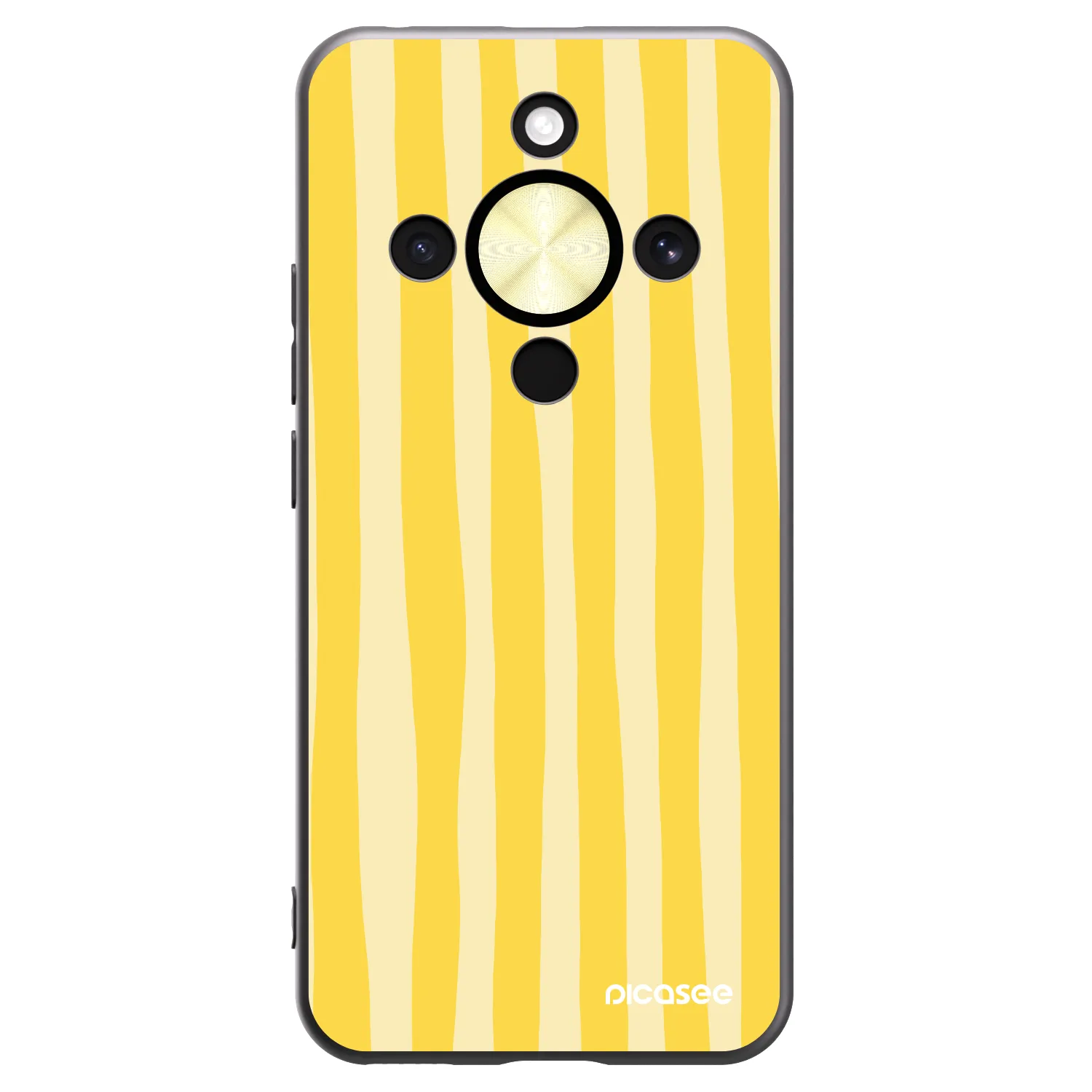 Picasee silikonowe czarne etui na Honor Magic8 Lite 5G - Lines lemon