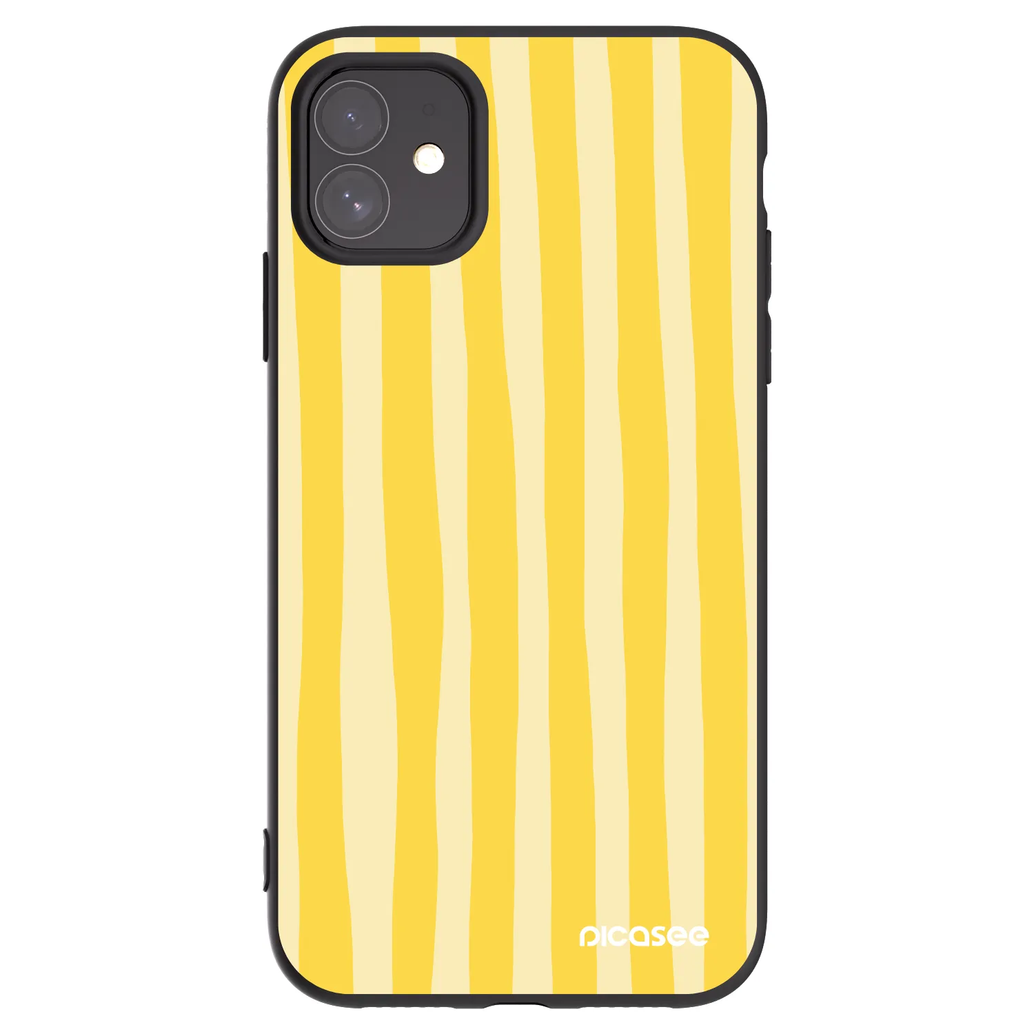 Picasee silikonowe czarne etui na Apple iPhone 11 - Lines lemon