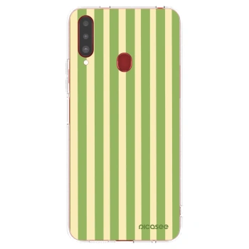 Picasee silikonowe przeźroczyste etui na Samsung Galaxy A20s - Lines Matcha