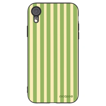 Picasee silikonowe czarne etui na Apple iPhone XR - Lines Matcha