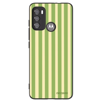 Picasee silikonowe czarne etui na Motorola Moto G60 - Lines Matcha