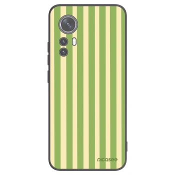 Picasee silikonowe czarne etui na Xiaomi 12X - Lines Matcha