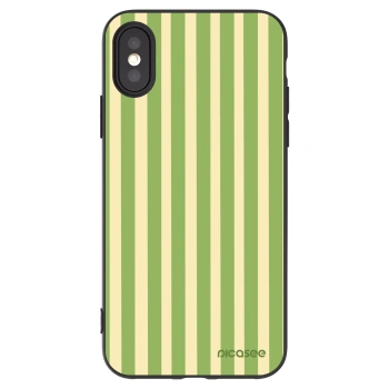 Picasee silikonowe czarne etui na Apple iPhone X/XS - Lines Matcha