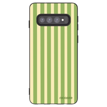 Picasee silikonowe czarne etui na Samsung Galaxy S10 G973 - Lines Matcha