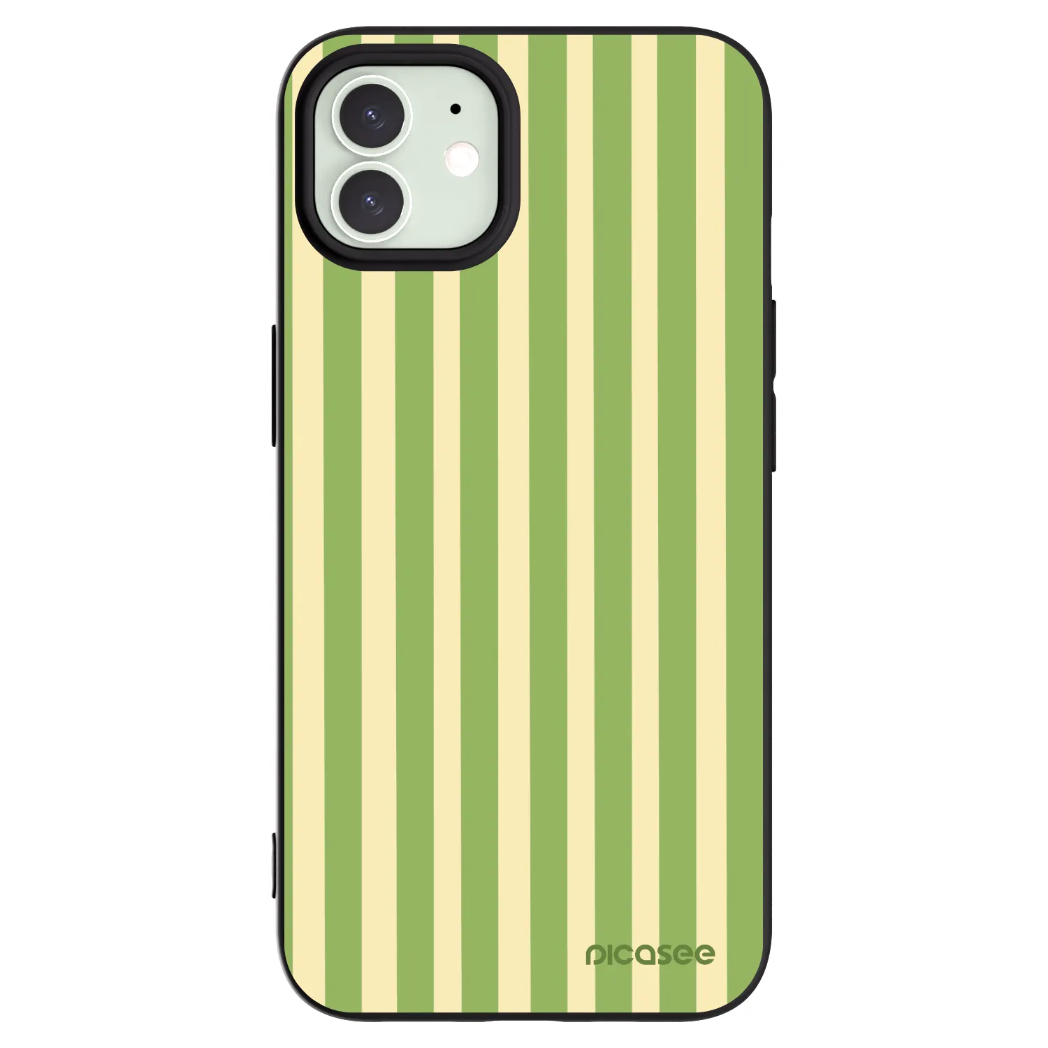 Picasee silikonowe czarne etui na Apple iPhone 12 - Lines Matcha