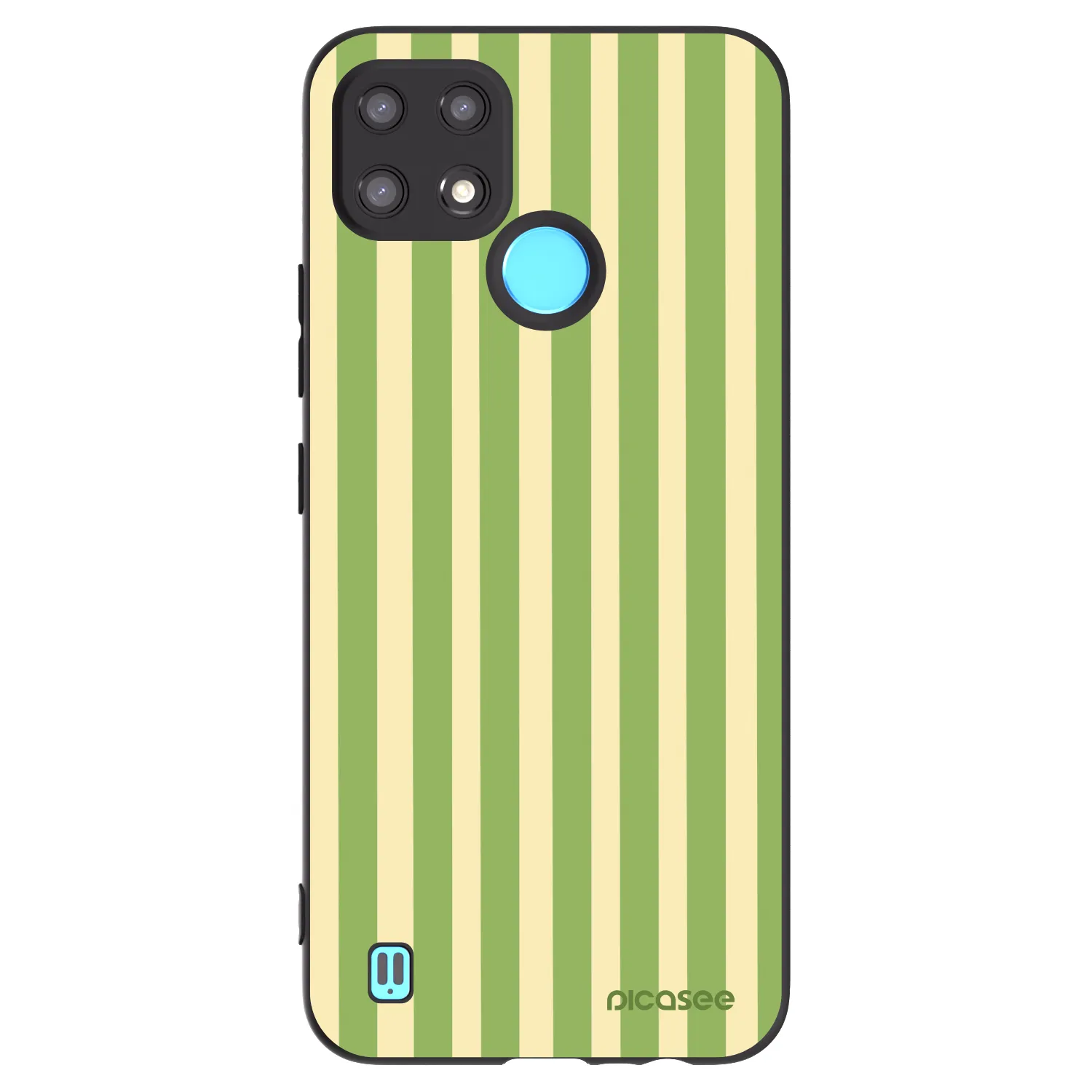 Picasee silikonowe czarne etui na Realme C21 - Lines Matcha