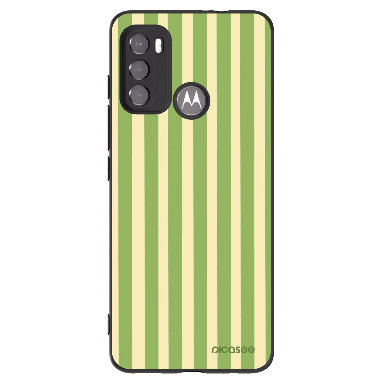 Picasee silikonowe czarne etui na Motorola Moto G60 - Lines Matcha