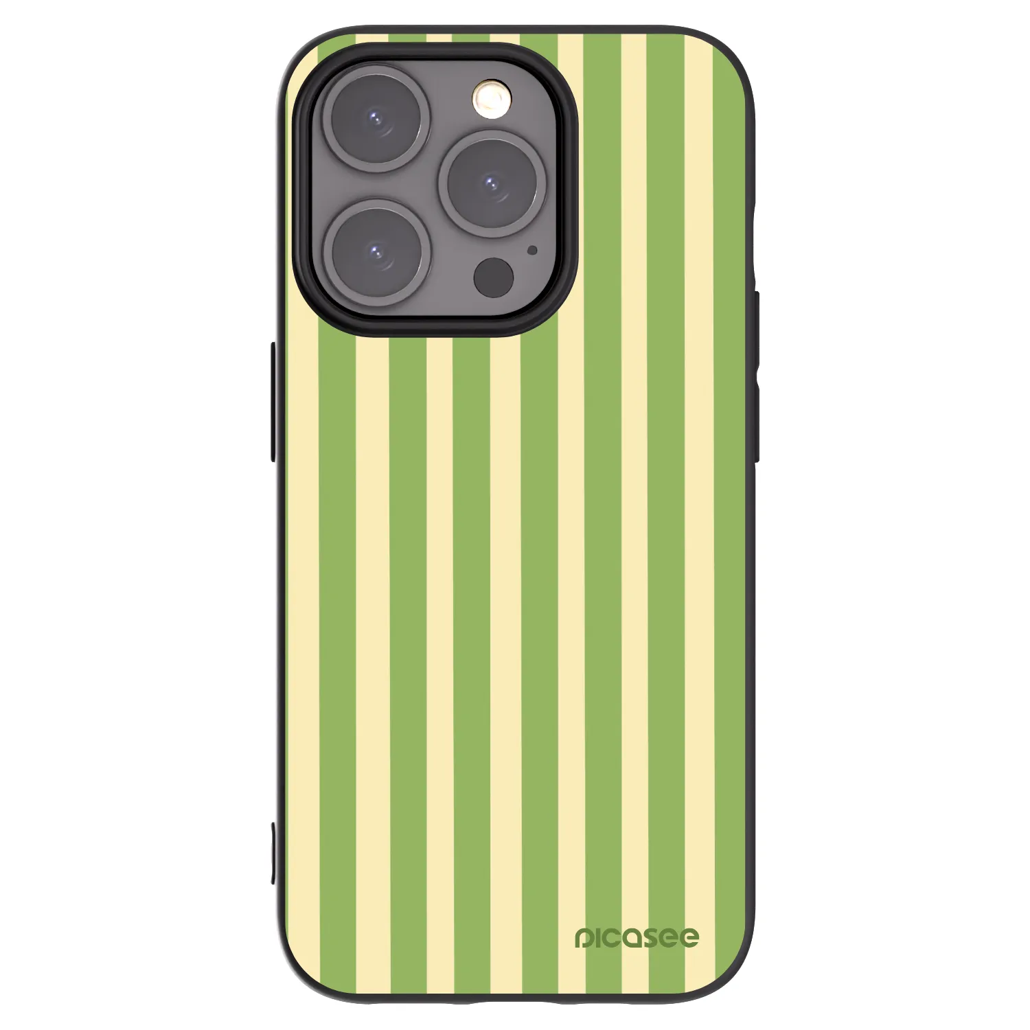 Picasee silikonowe czarne etui na Apple iPhone 15 Pro - Lines Matcha
