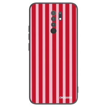 Picasee silikonowe czarne etui na Xiaomi Redmi 9 - Lines red