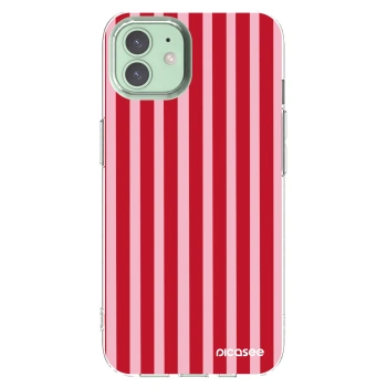 Picasee silikonowe przeźroczyste etui na Apple iPhone 12 - Lines red