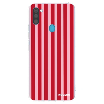 Picasee silikonowe przeźroczyste etui na Samsung Galaxy M11 - Lines red